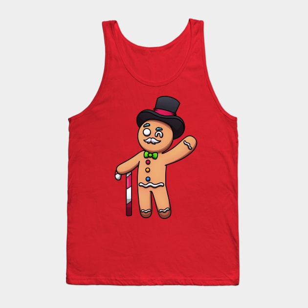 Gingerbread Man With Mustache And Top Hat Tank Top by TheMaskedTooner